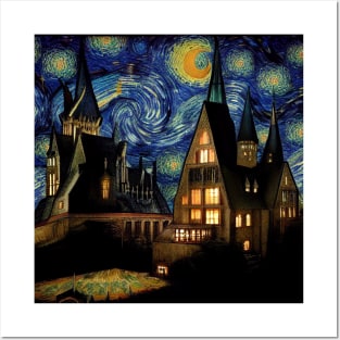 Starry Night Wizarding School Van Gogh Posters and Art